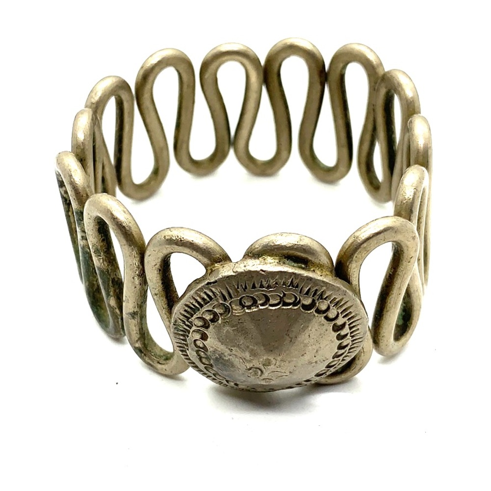 Antique Tibetan silver and brass cuff 1900